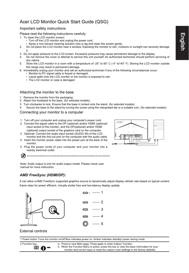 Page n°1 - Guide de démarrage rapide Acer KW272U