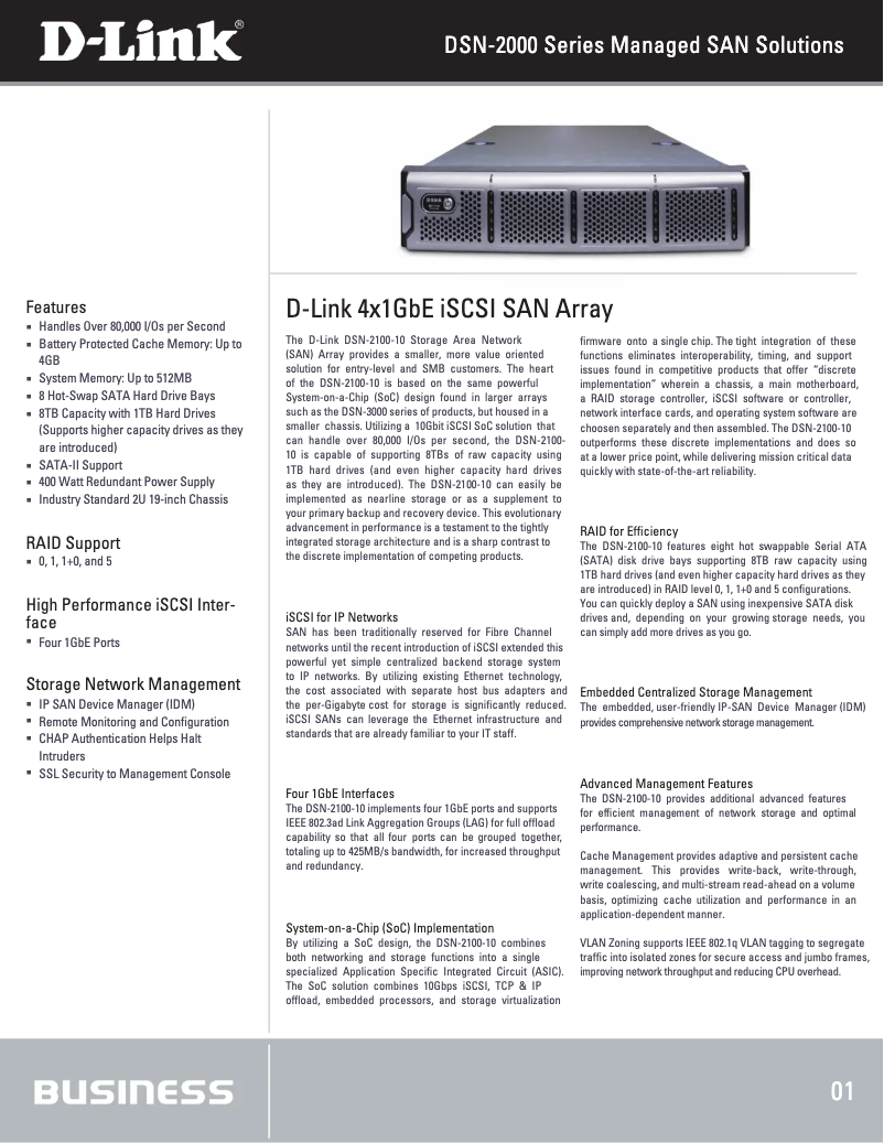 Page n°1 - Fiche technique D-Link DSN-2100