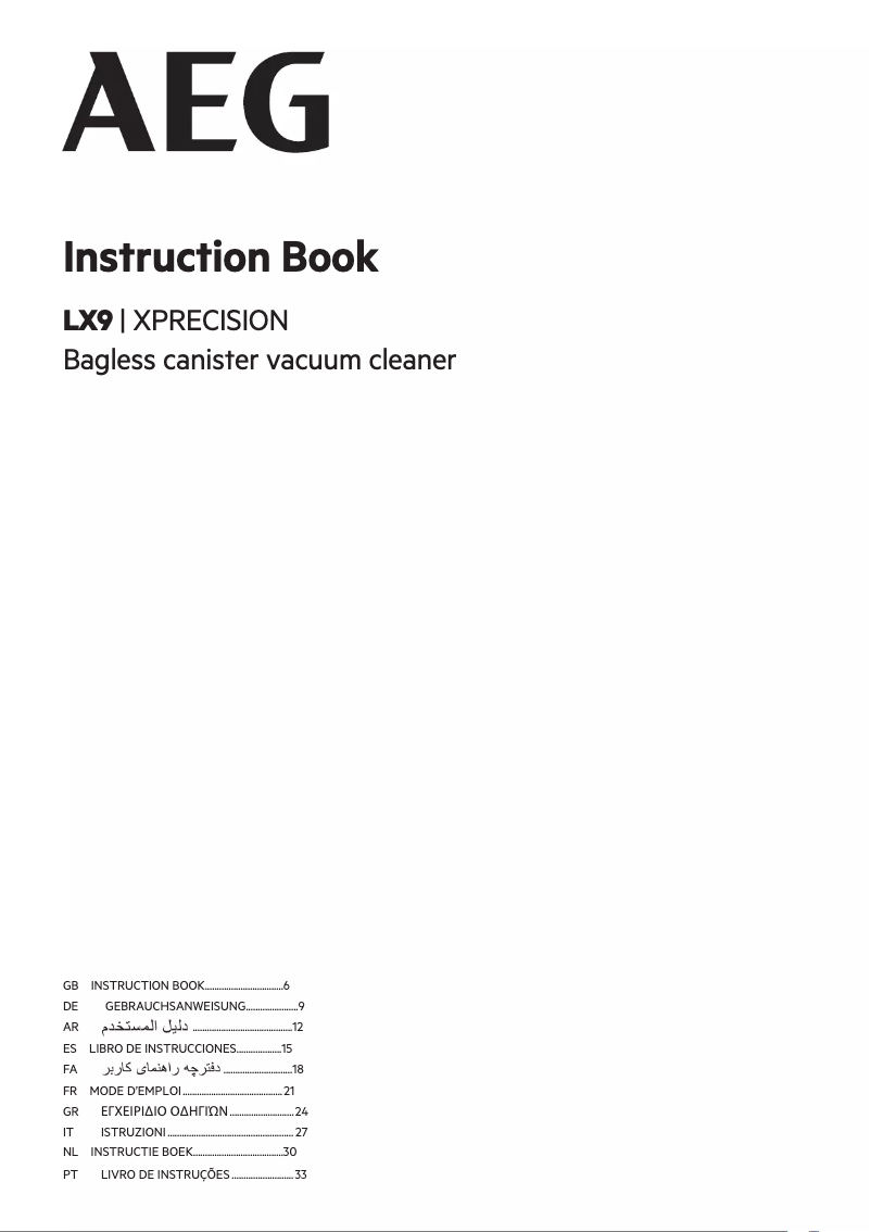 Page n°1 - Manuel utilisateur AEG LX9-3-STM