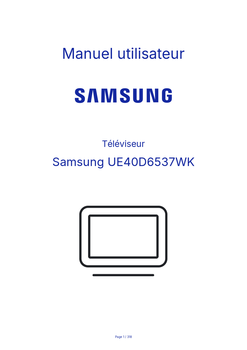 Page n°1 - Manuel utilisateur Samsung UE40D6537WK