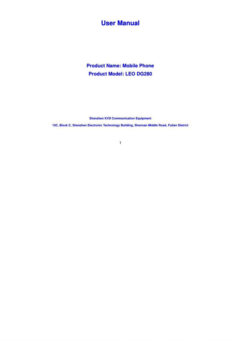 Page n°1 - Manuel utilisateur Doogee Leo DG280