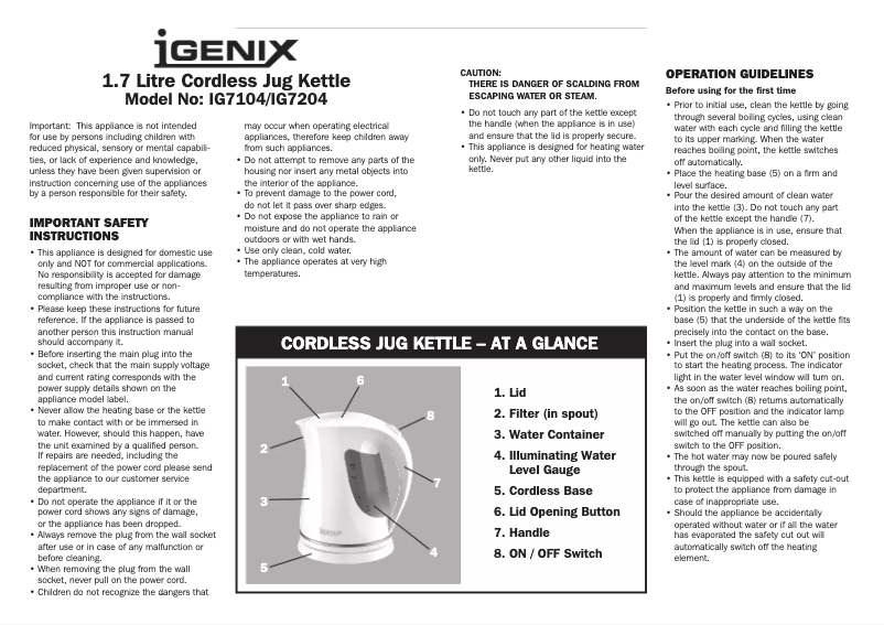 Page 1 de la notice Manuel utilisateur Igenix IG7104