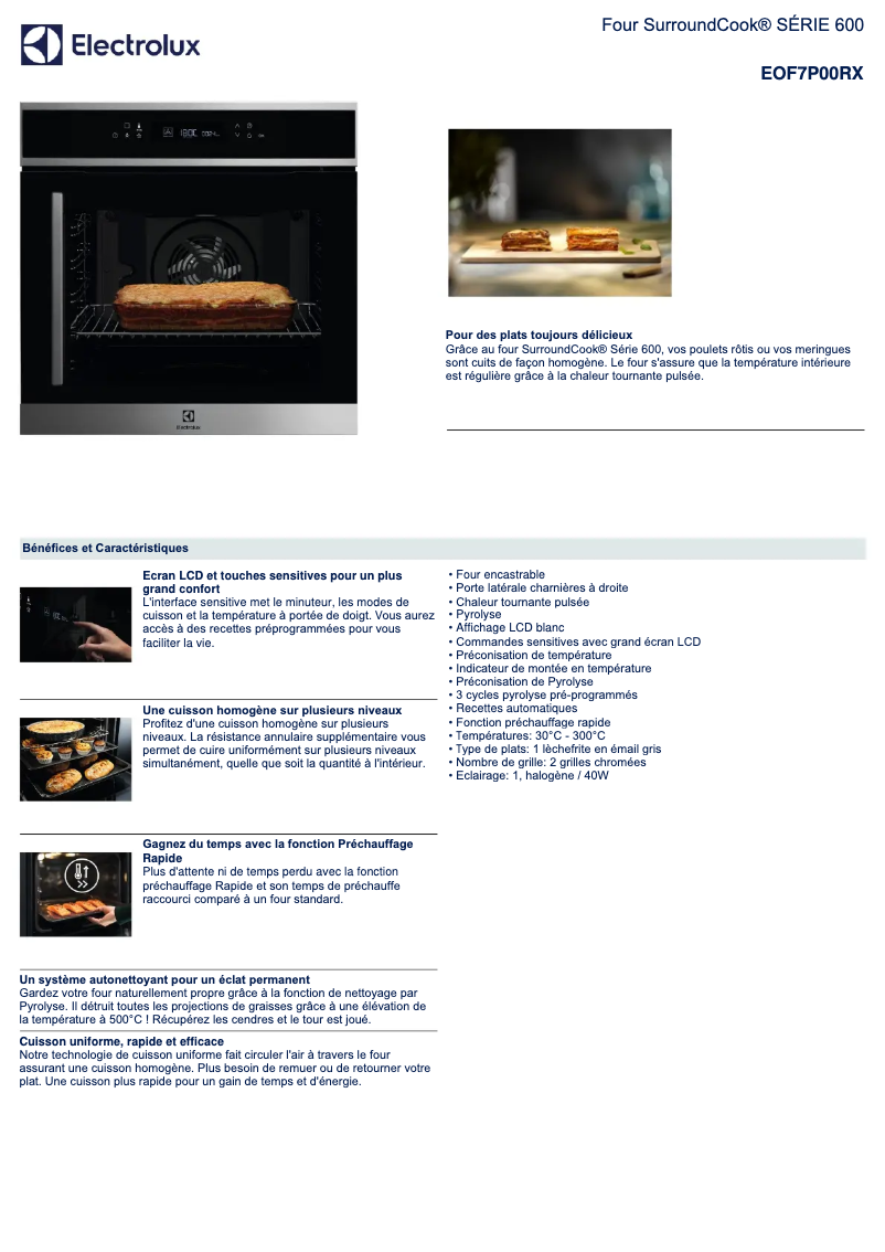 Page n°1 - Fiche technique Electrolux EOF7P00RX