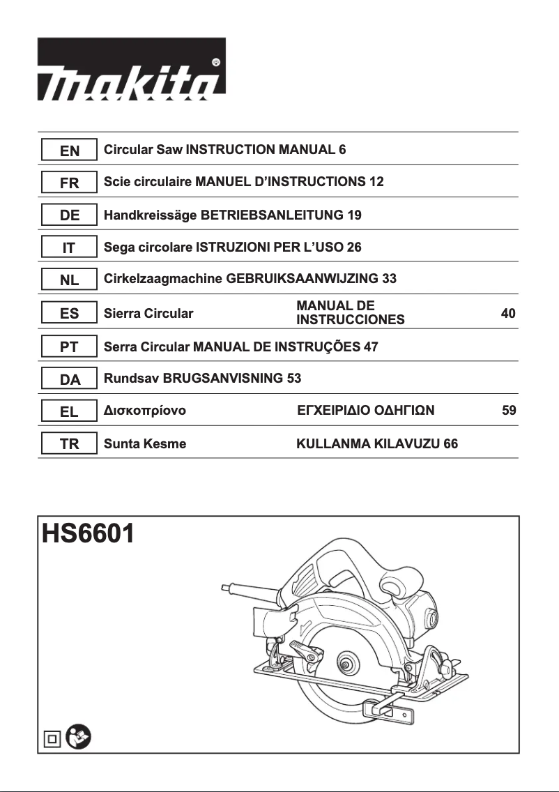 Page 1 de la notice Manuel utilisateur Makita HS6601