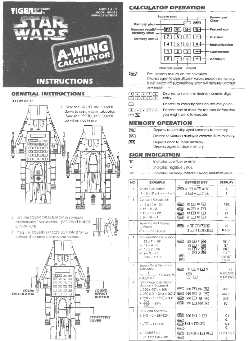 Page n°1 - Manuel utilisateur Tiger Star Wars A Wing