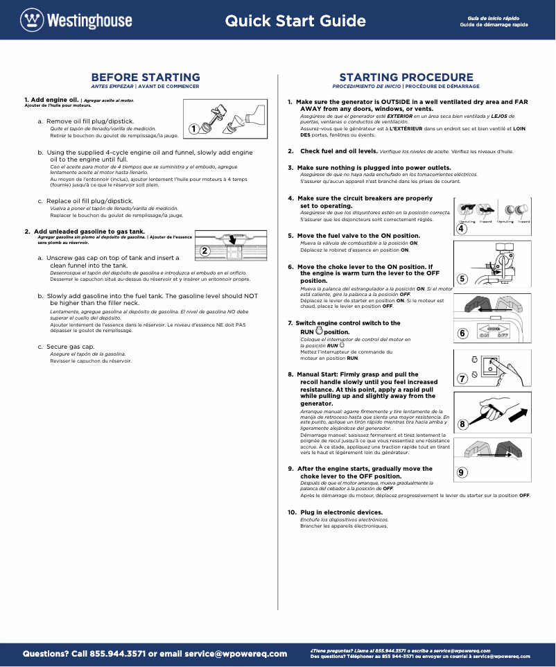 Image de la première page du manuel de l'appareil WGen3600v