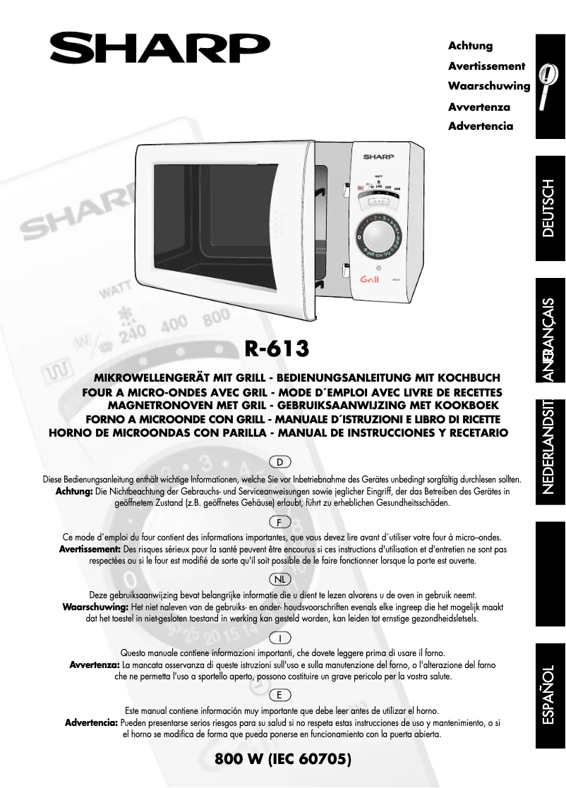 Page 1 de la notice Manuel utilisateur Sharp R613W