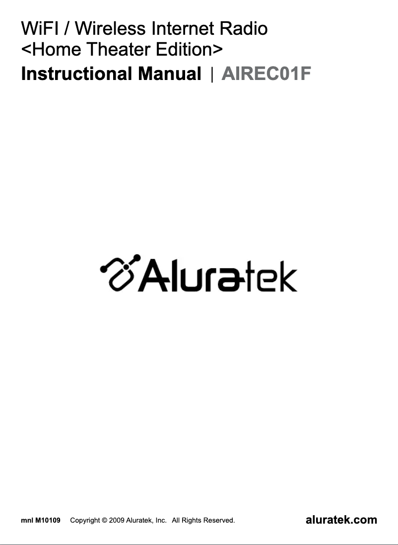Page n°1 - Manuel utilisateur Aluratek AIREC01F