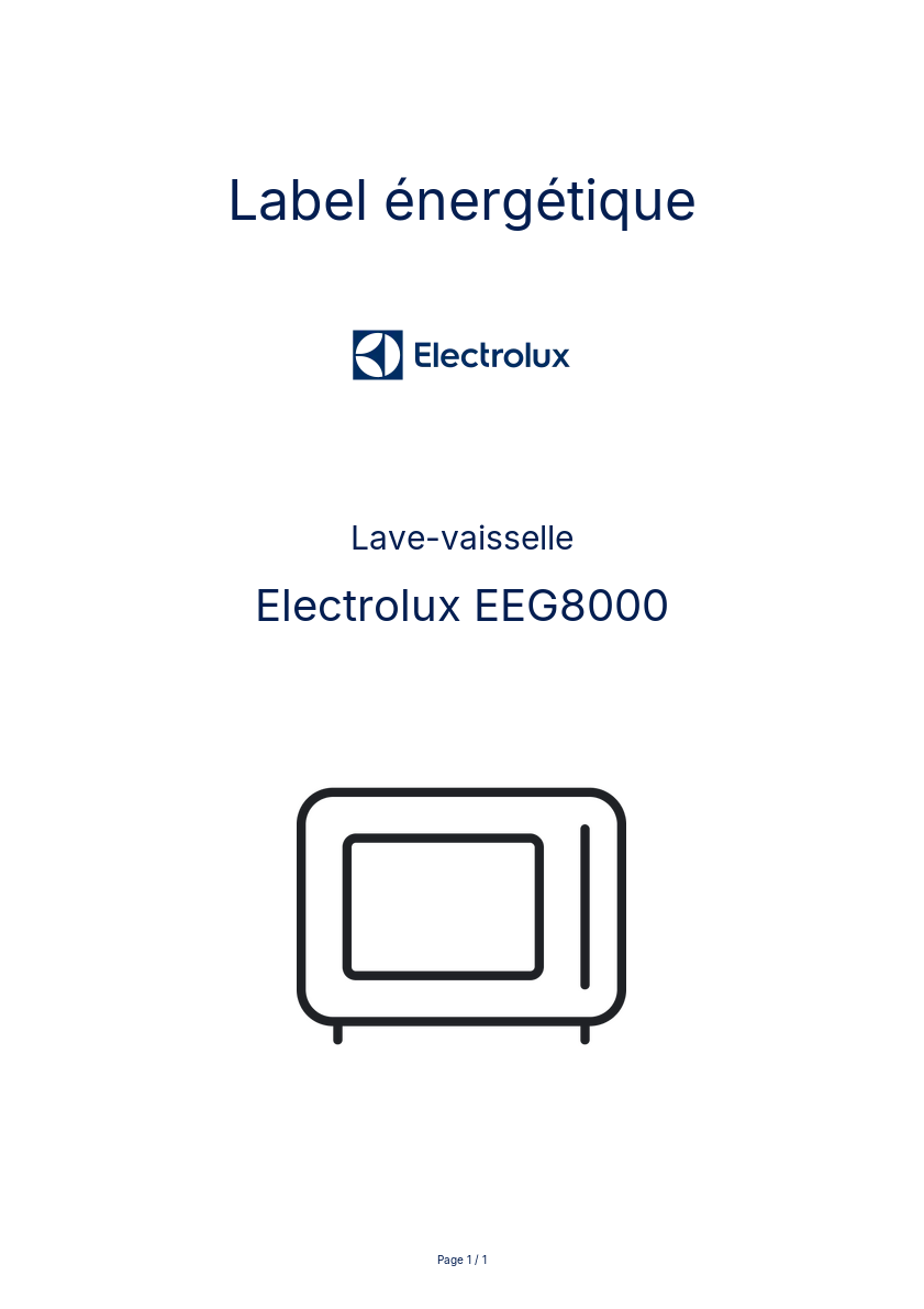 Page n°1 - Label énergétique Electrolux EEG8000