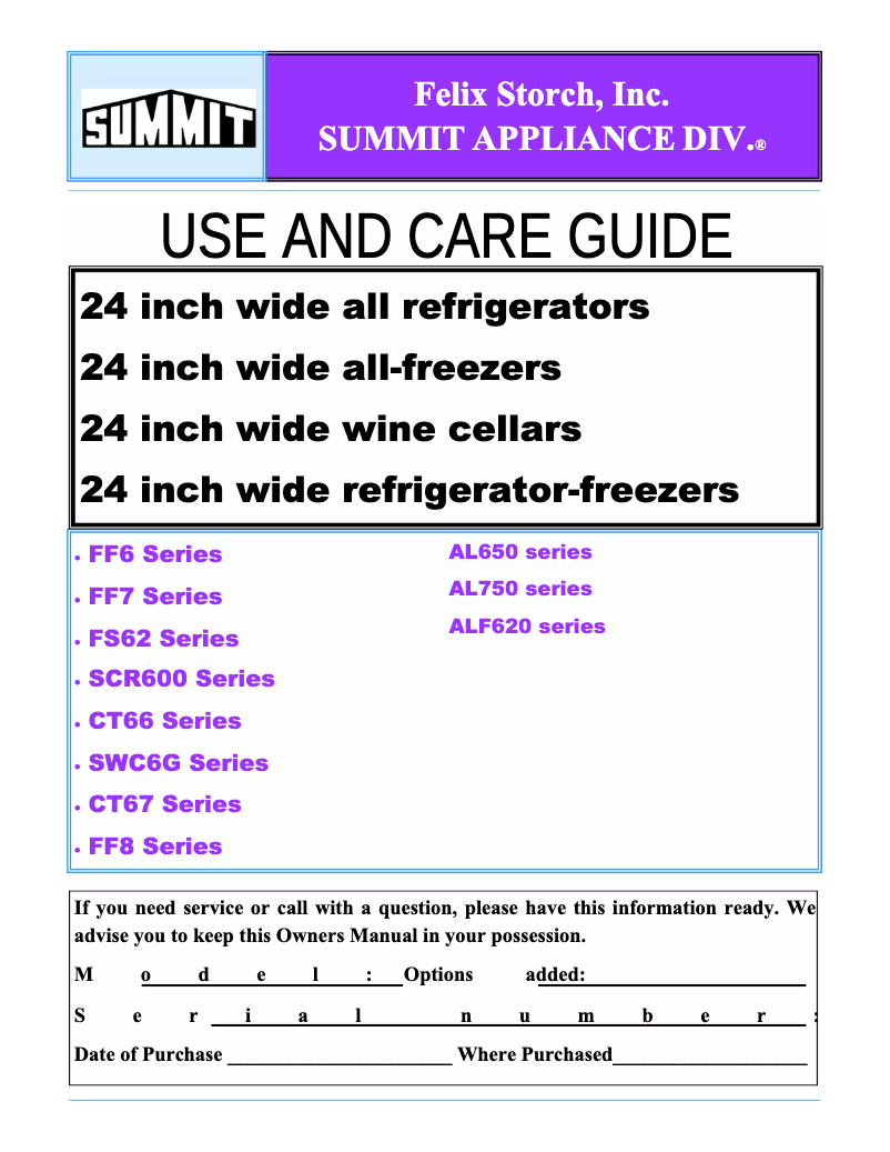 Page 1 de la notice Manuel utilisateur Summit FF882W