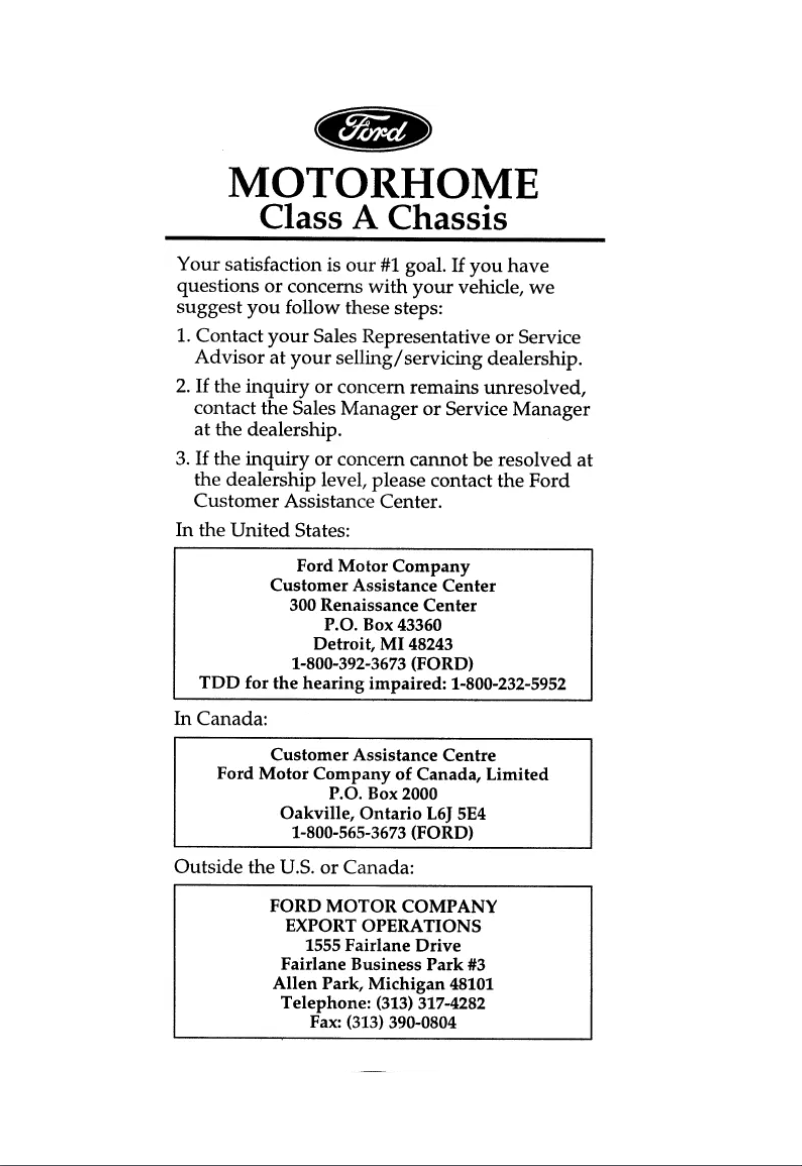Image de la première page du manuel de l'appareil F-53 Motorhome Chassis (1996)
