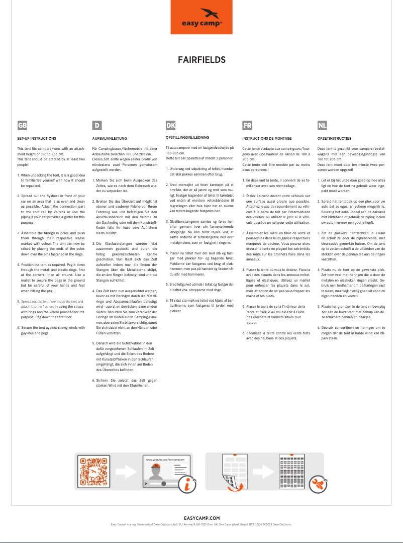 Página 1 del manual Manual de usuario Easy Camp Fairfields