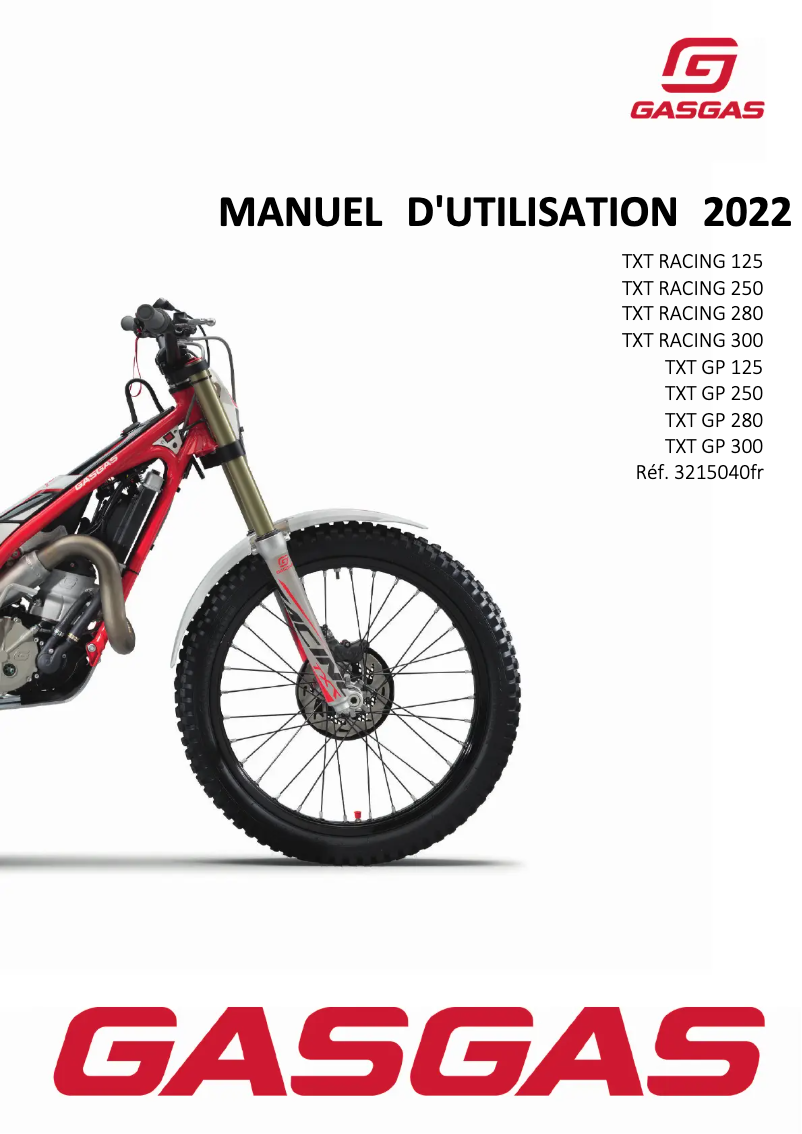 Image de la première page du manuel de l'appareil TXT Racing 250 (2022)