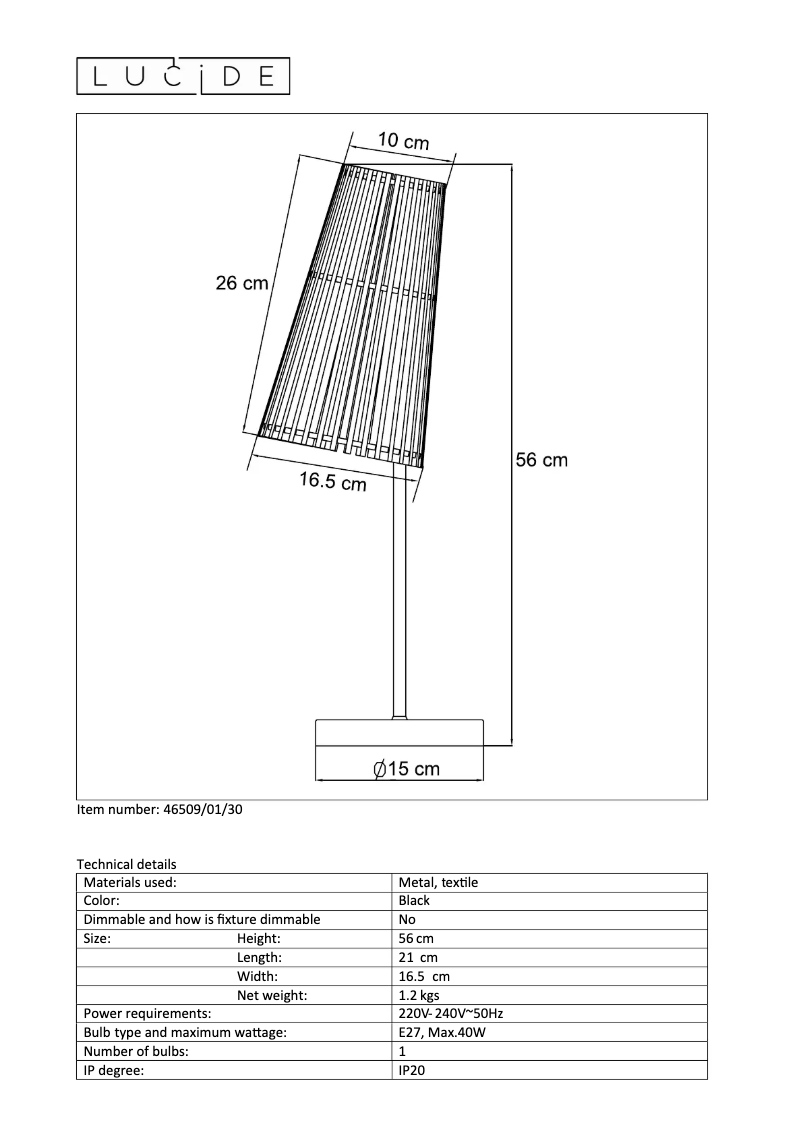 Page n°1 - Manuel utilisateur Lucide Noralie 46509/01/30