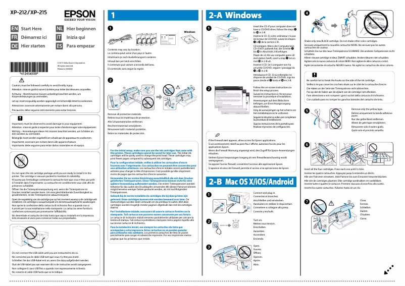 Page 1 de la notice Guide d'installation Epson Expression Home XP-212