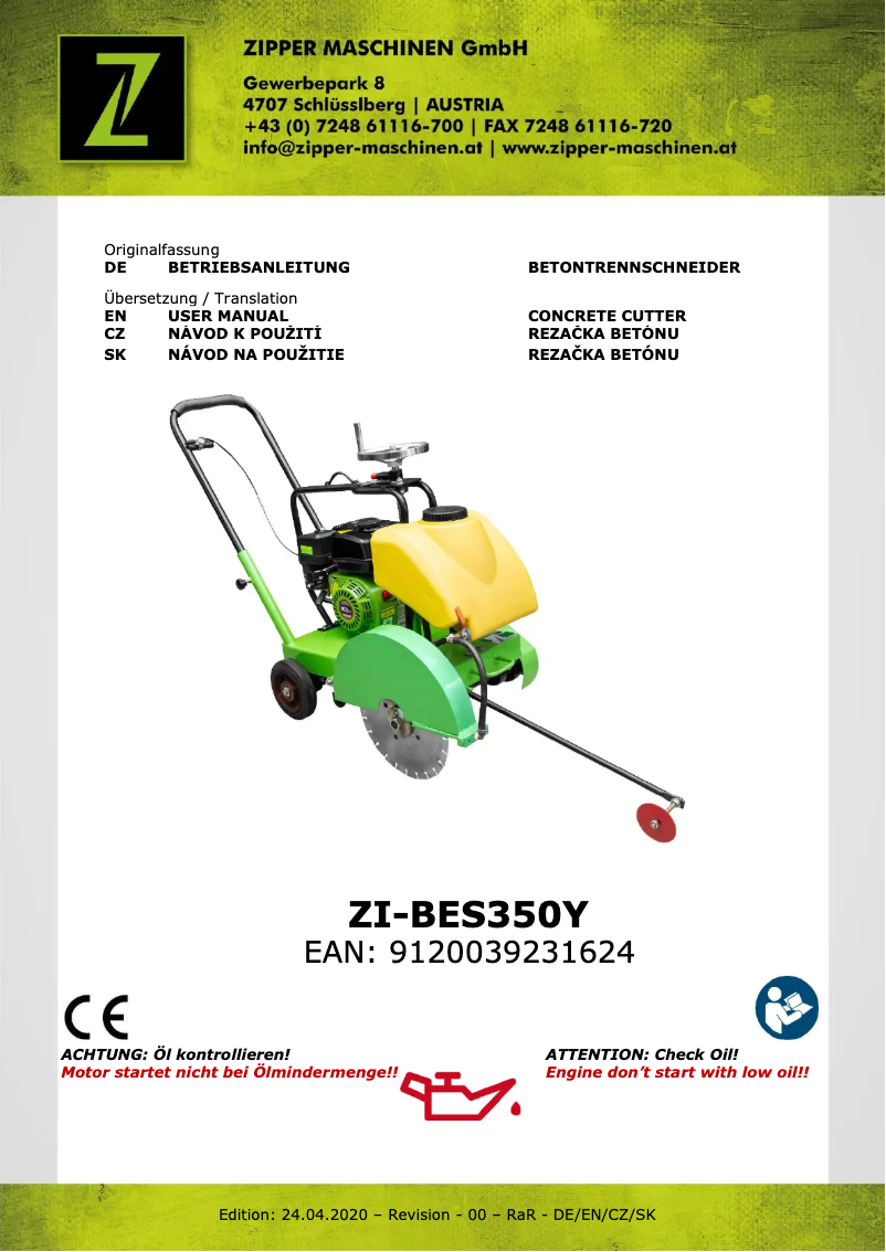 Page n°1 - Manuel utilisateur Zipper ZI-BES350Y