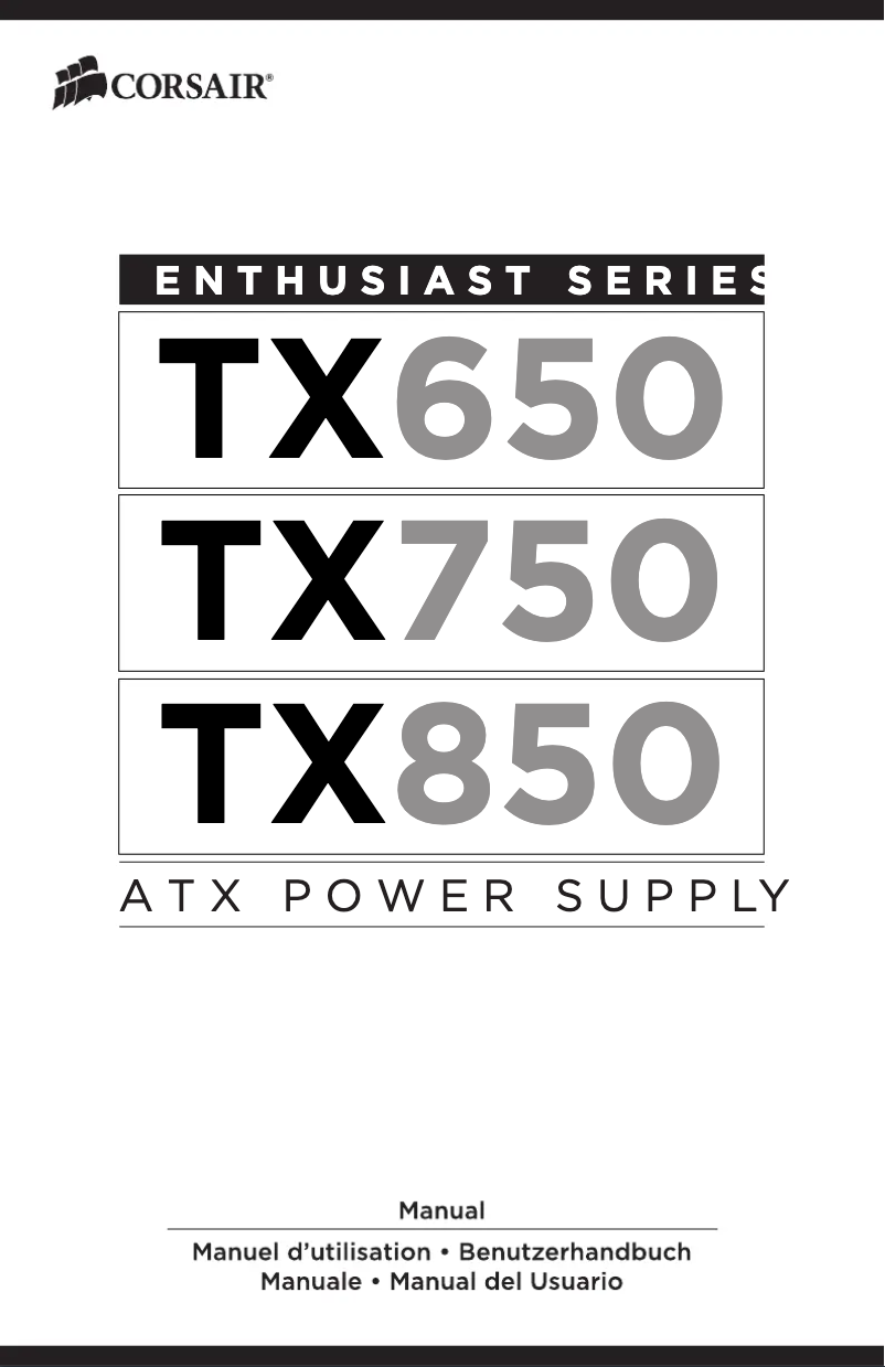 Page 1 of the manual User Manual Corsair CMPSU-750TXV2