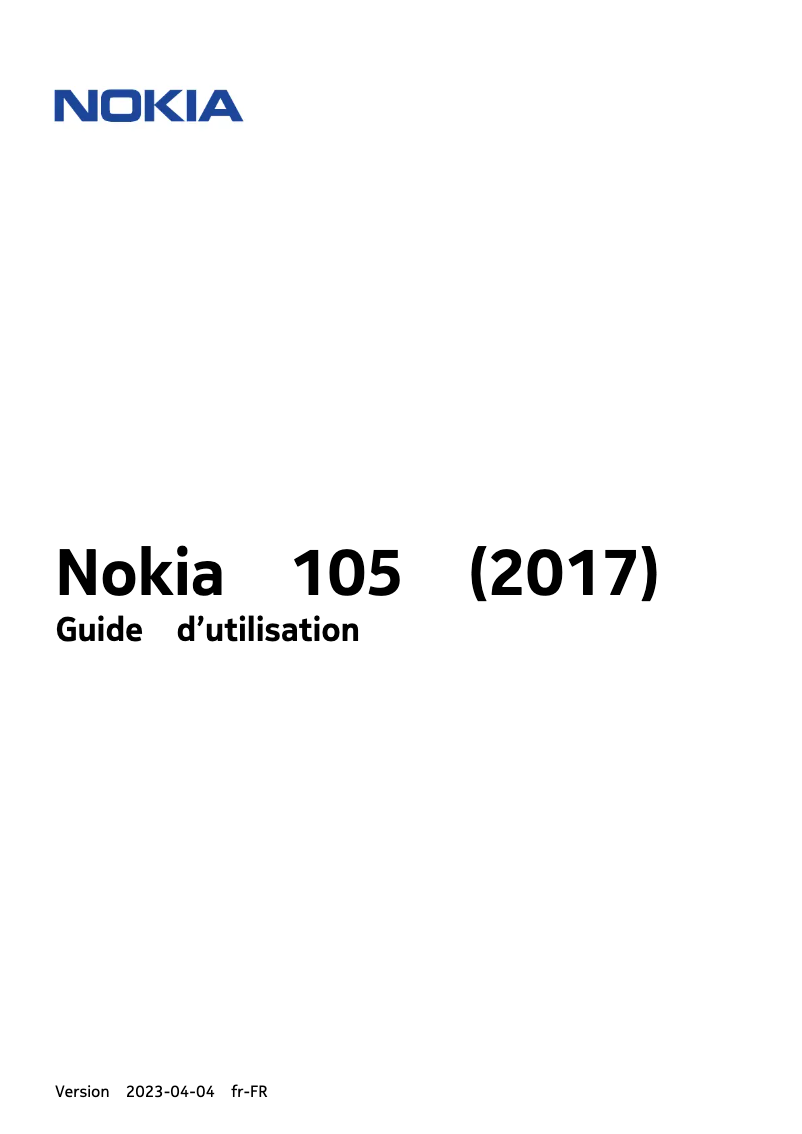 Page 1 de la notice Manuel utilisateur Nokia 105 (2017)