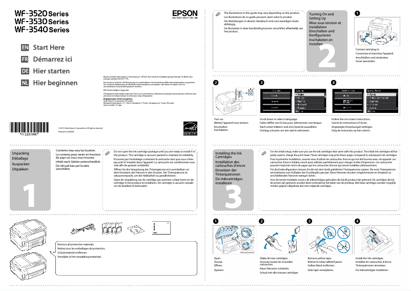 Page 1 de la notice Guide d'installation Epson WorkForce WF-3520DWF