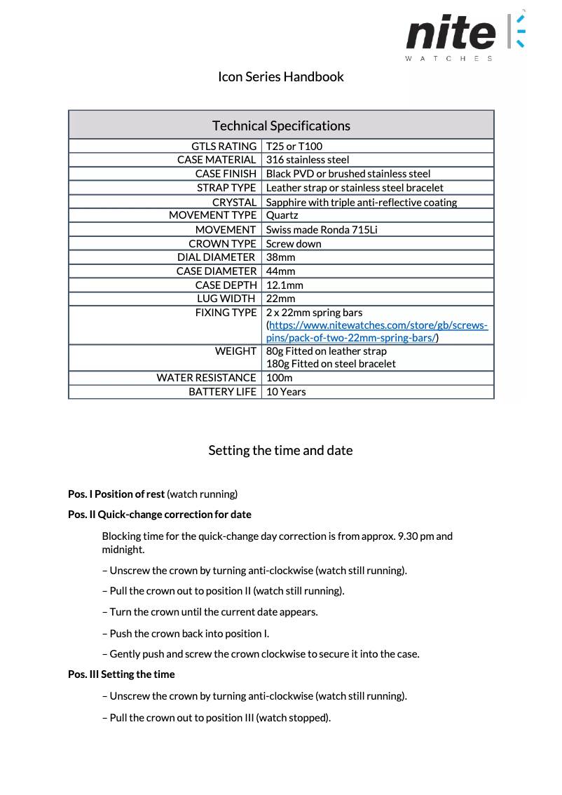 Page 1 de la notice Manuel utilisateur Nite Icon-208