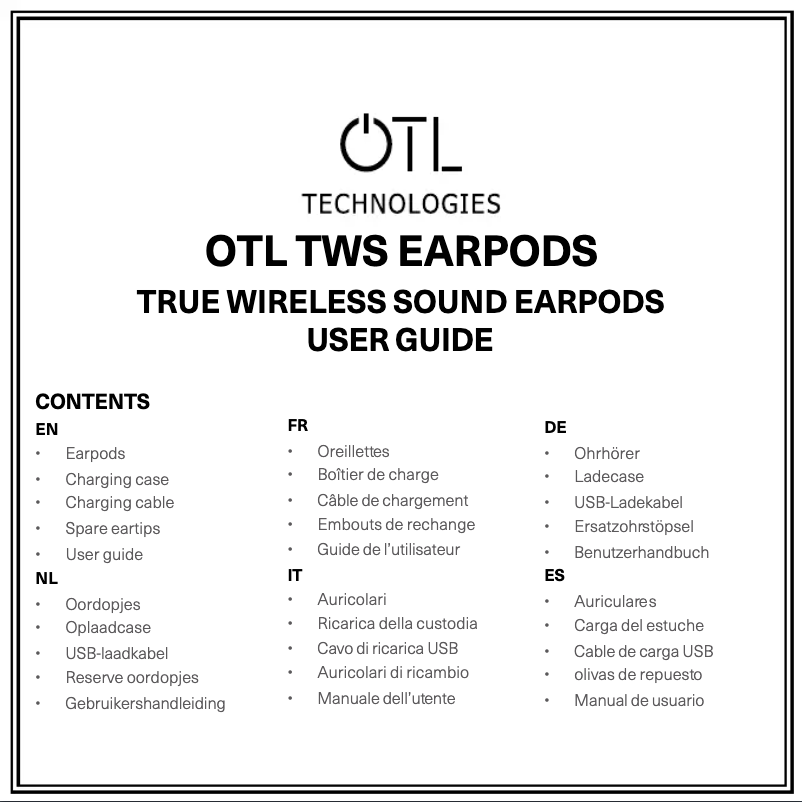 Page n°1 - Manuel utilisateur OTL Technologies Zelda