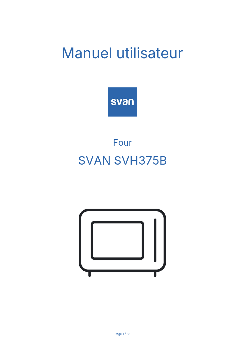 Page n°1 - Manuel utilisateur SVAN SVH375B