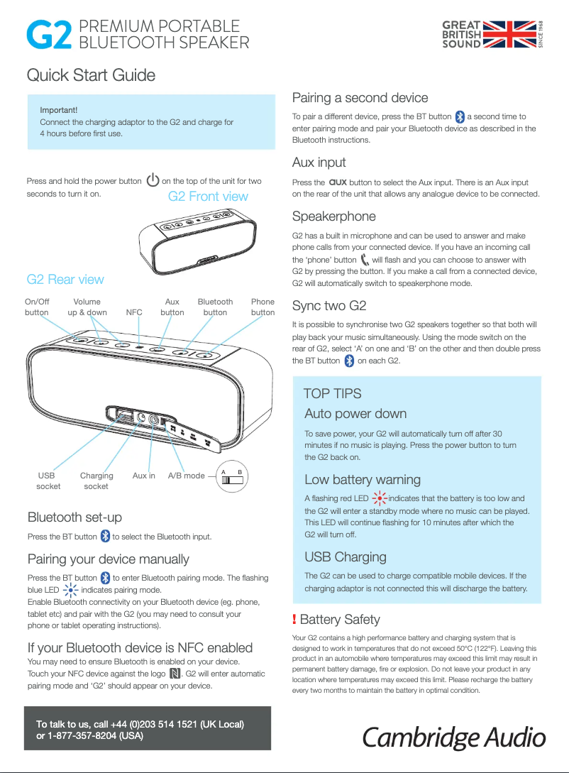 Image de la première page du manuel de l'appareil Minx G2