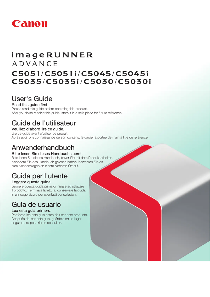 Page n°1 - Manuel utilisateur Canon imageRUNNER ADVANCE C5045i