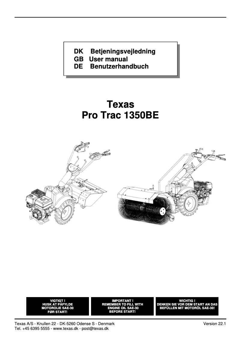 Page 1 de la notice Manuel utilisateur Texas Pro Trac 1350BE