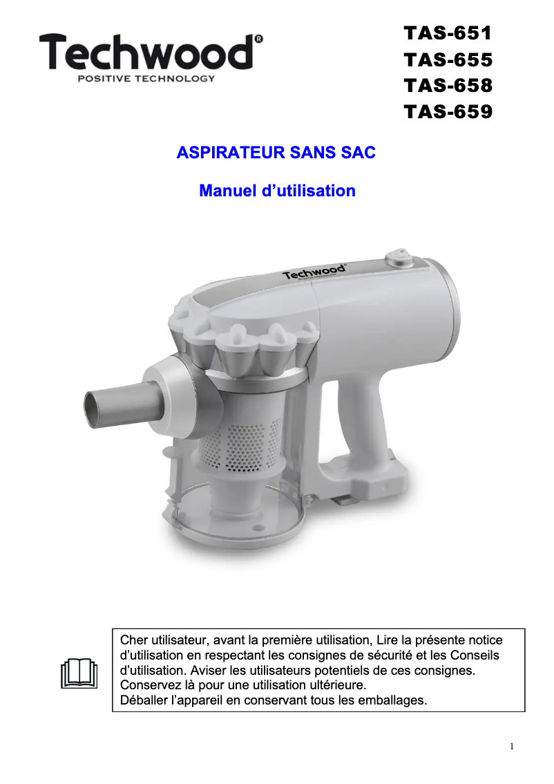 Page n°1 - Manuel utilisateur Techwood TAS-659