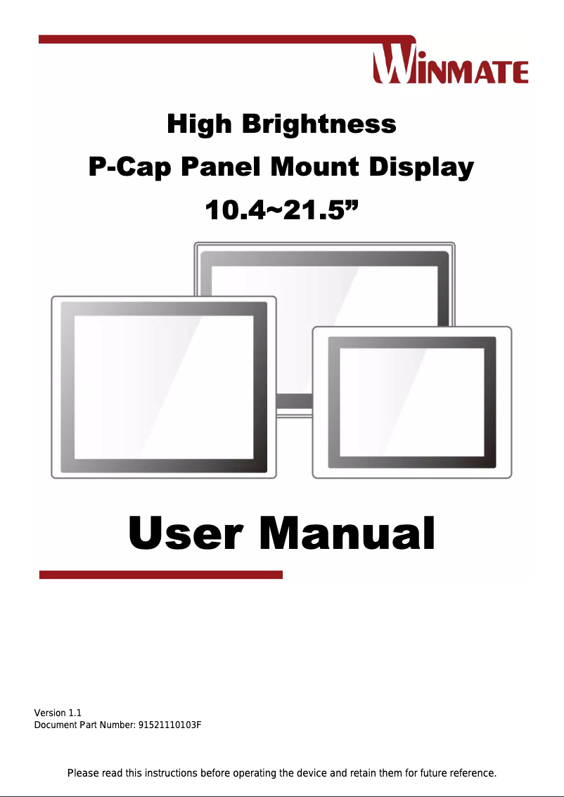 Page n°1 - Manuel utilisateur Winmate W15L100-PPA2HB