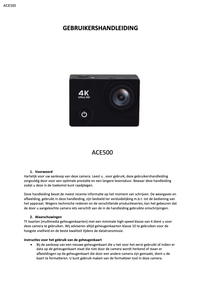 Page n°1 - Manuel utilisateur Salora ACE500