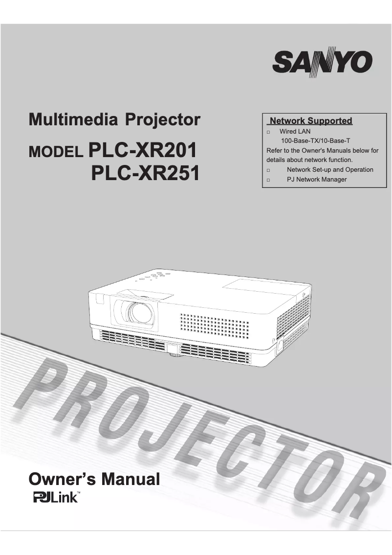 Page n°1 - Manuel utilisateur Sanyo PLC-XR201
