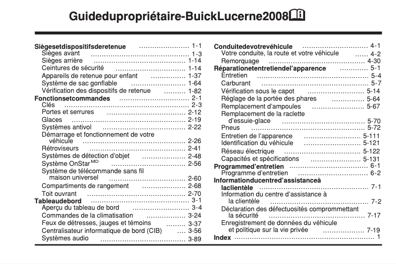 Página 1 del manual Manual de usuario Buick Lucerne (2007)