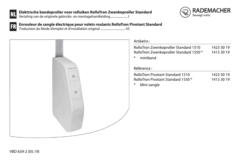Image de la première page du manuel de l'appareil RolloTron Schwenkwickler Standard 1510
