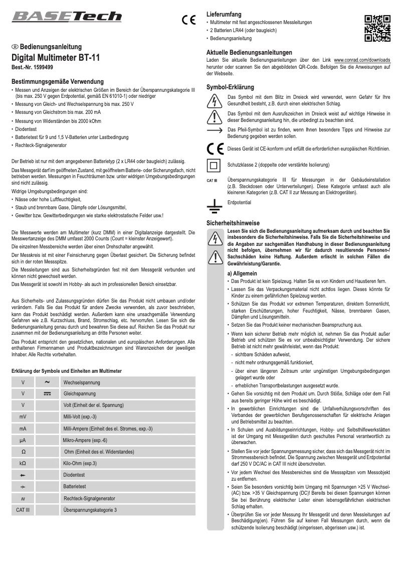 Image de la première page du manuel de l'appareil BT-11