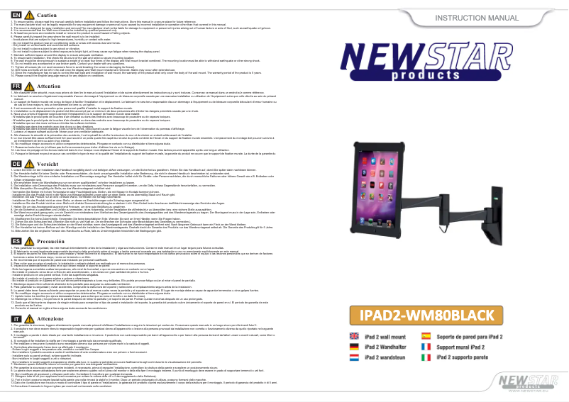 Page n°1 - Manuel utilisateur Newstar IPAD2-WM80
