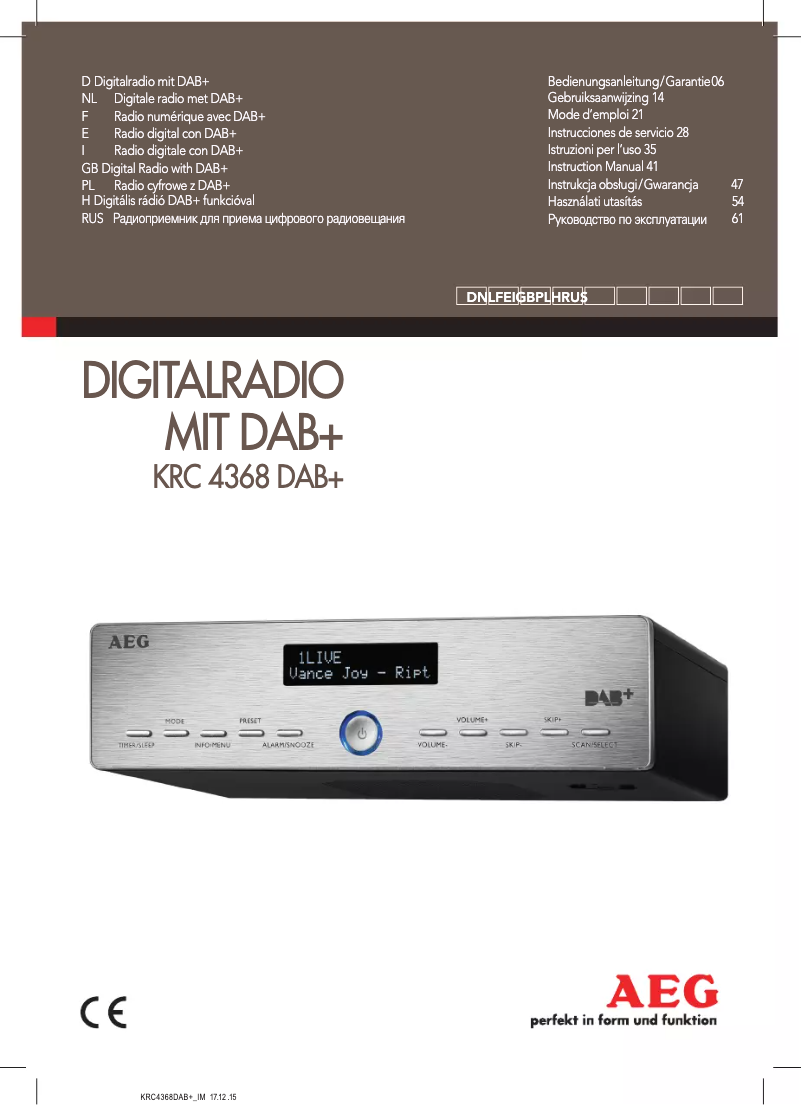 Image de la première page du manuel de l'appareil KRC 4368 DAB plus