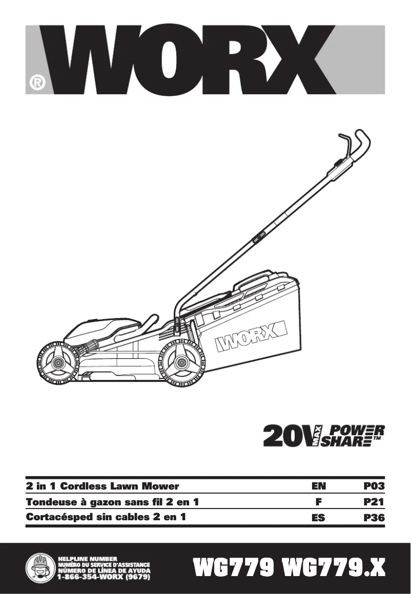 Page n°1 - Manuel utilisateur Worx WG958