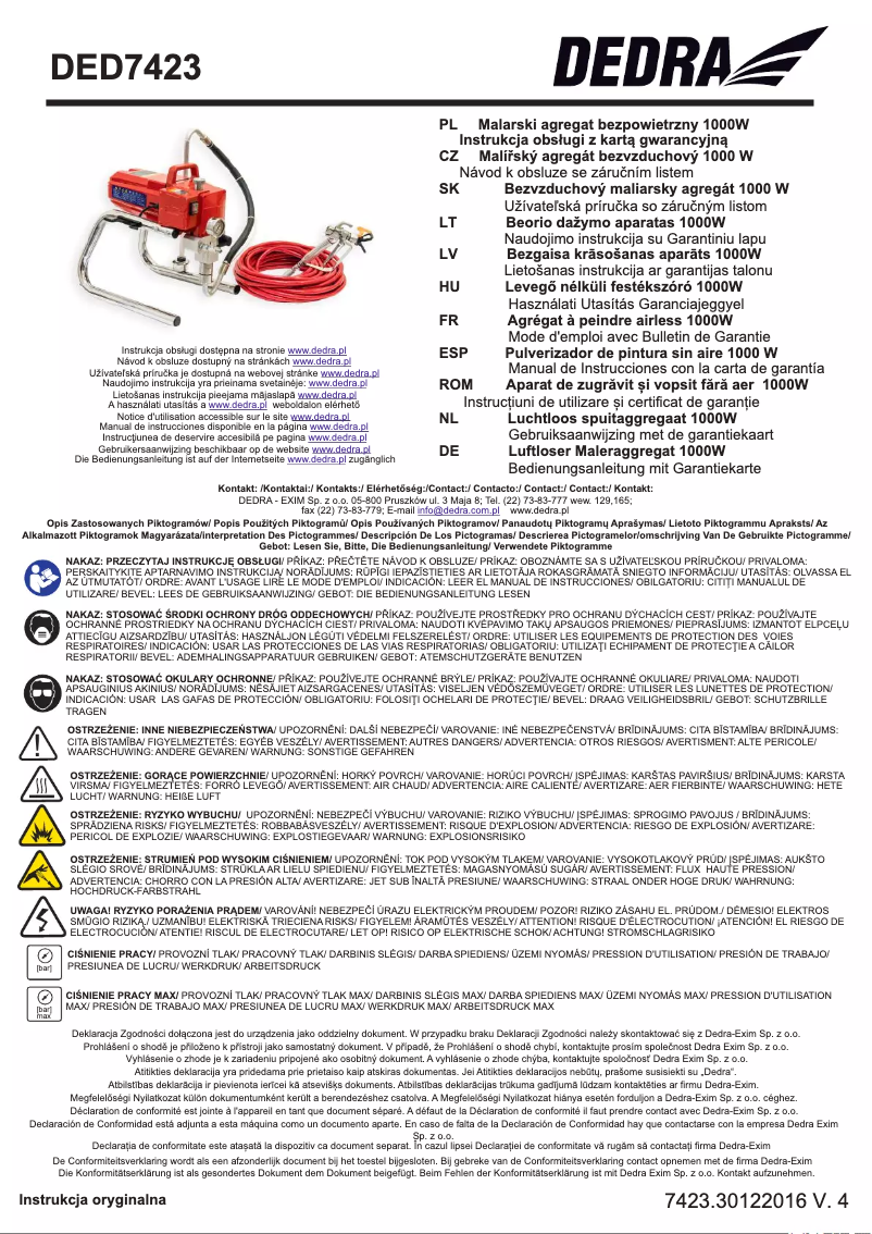 Page n°1 - Manuel utilisateur DEDRA DED7423