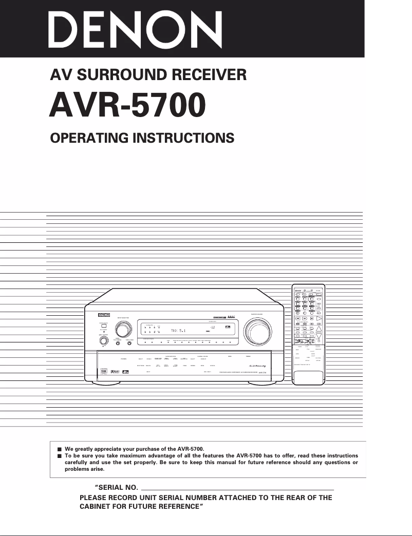 Image de la première page du manuel de l'appareil AVR-5700