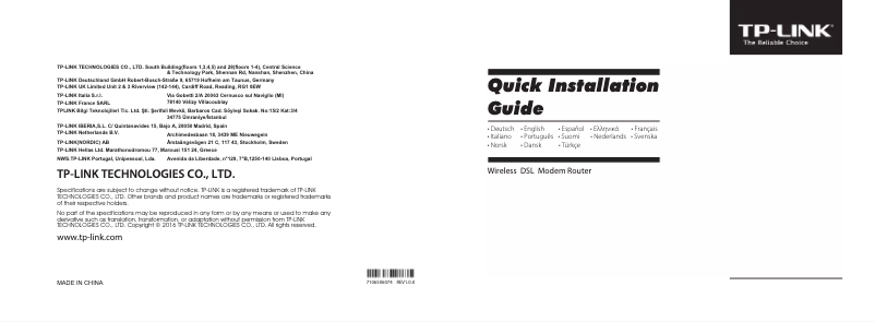 Page n°1 - Guide d'installation TP-Link Archer C3150