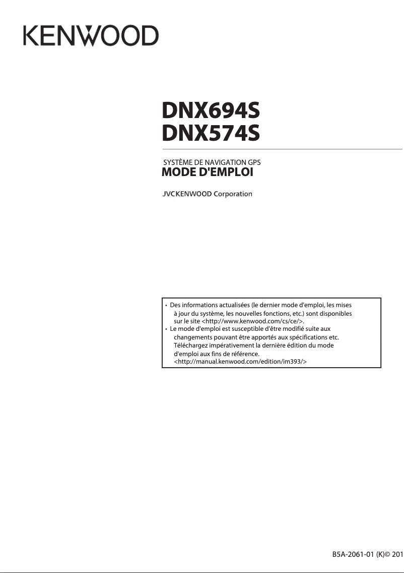 Image de la première page du manuel de l'appareil DNX694S