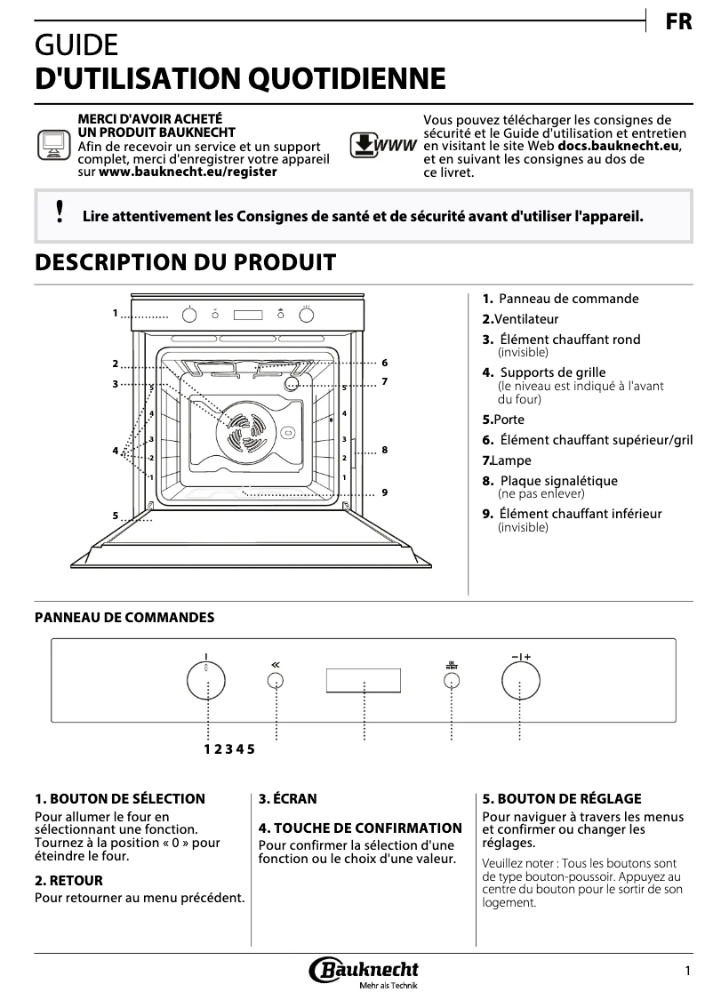 Page 1 de la notice Mode d'emploi Bauknecht BIK7 EP8VS PT