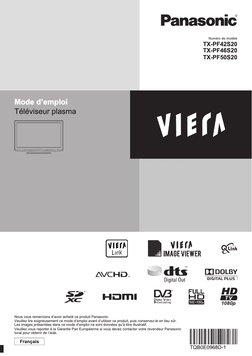 Image de la première page du manuel de l'appareil TX-PF50S20