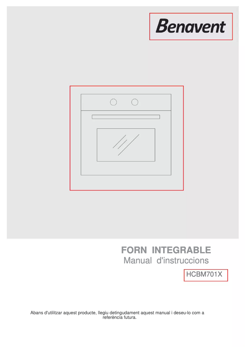 Page n°1 - Manuel utilisateur Benavent HCBM701X