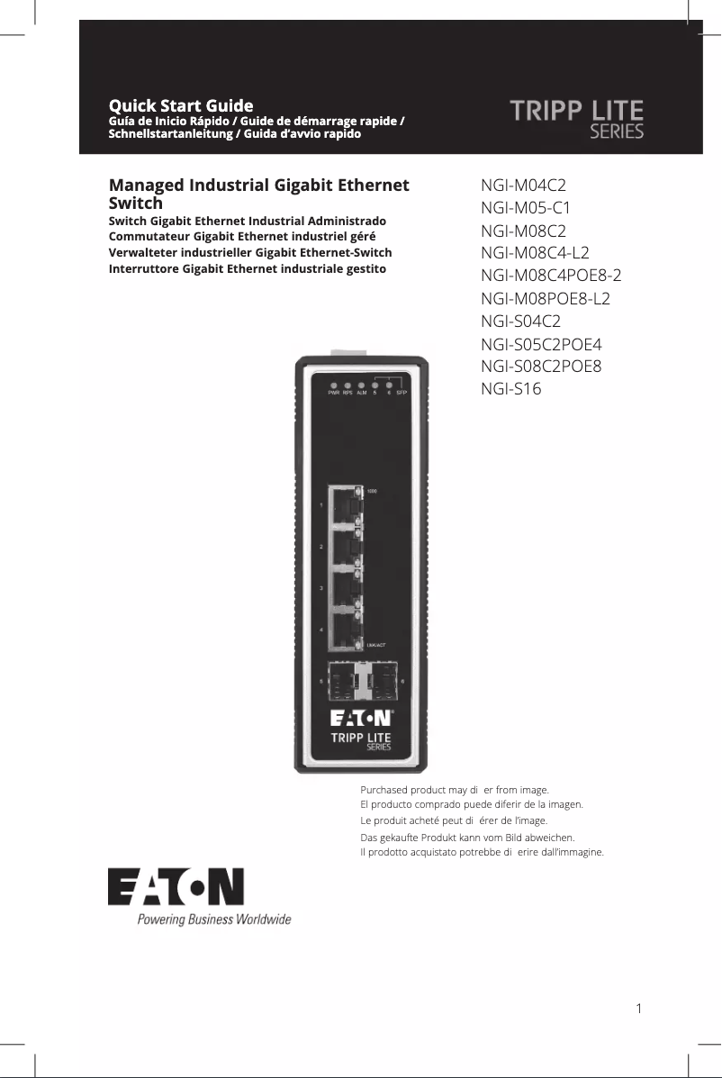 Page 1 de la notice Manuel utilisateur Tripp Lite NGI-S08C2POE8