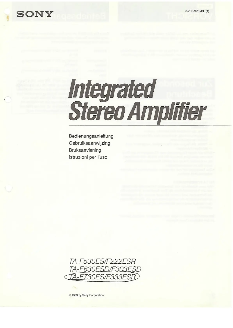 Image de la première page du manuel de l'appareil TA-F333ESR
