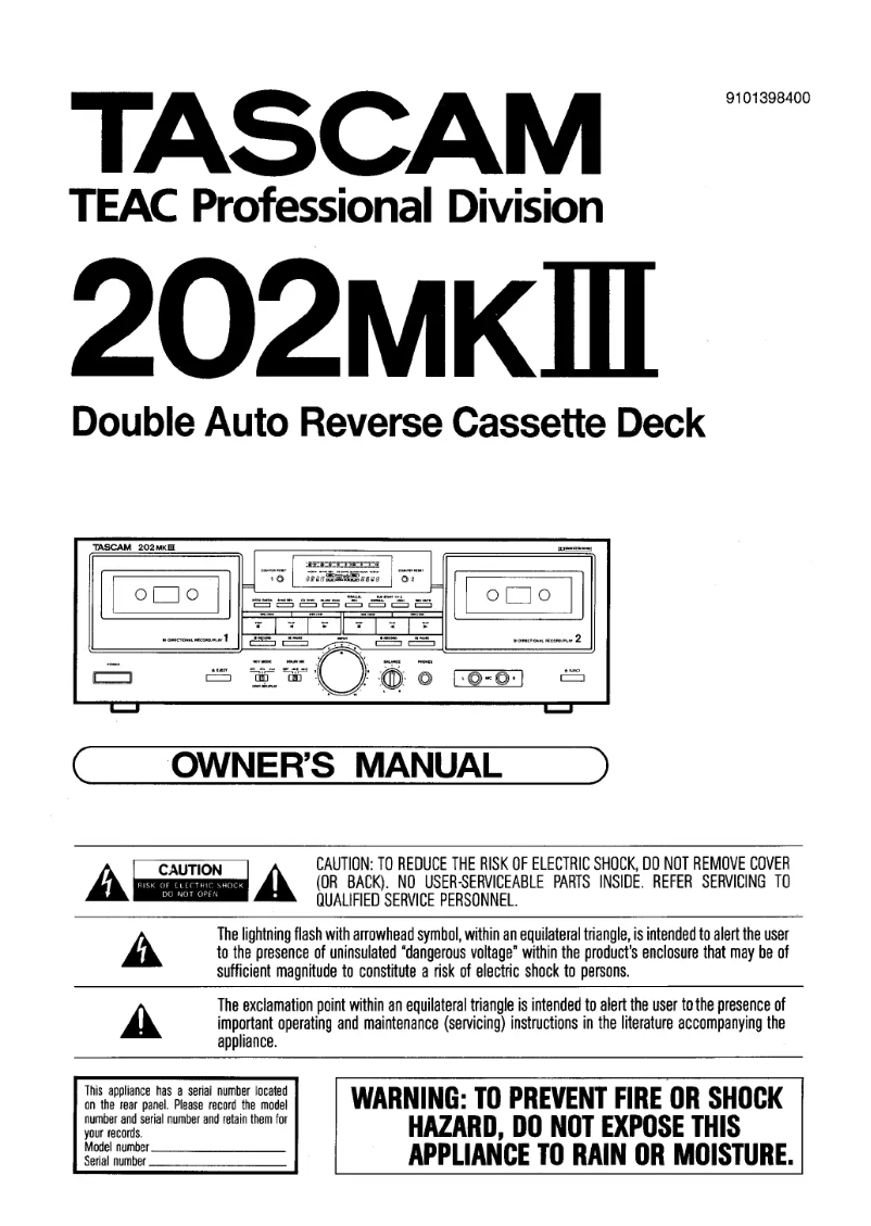 Image de la première page du manuel de l'appareil 202 MKIII