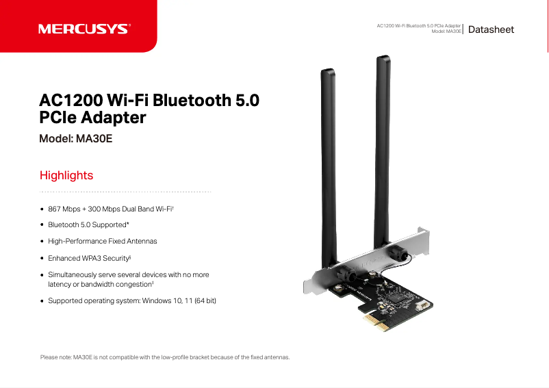 Page 1 de la notice Fiche technique Mercusys MA30E